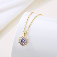 Fashion Water Droplets Heart Shape Snowflake Stainless Steel Inlay Zircon 18k Gold Plated Gold Plated Pendant Necklace main image 2