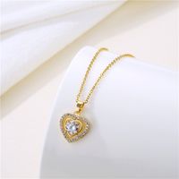 Fashion Water Droplets Heart Shape Snowflake Stainless Steel Inlay Zircon 18k Gold Plated Gold Plated Pendant Necklace sku image 10