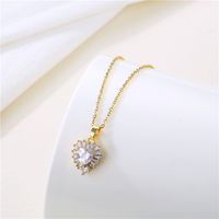 Fashion Water Droplets Heart Shape Snowflake Stainless Steel Inlay Zircon 18k Gold Plated Gold Plated Pendant Necklace sku image 13