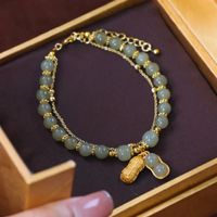 Chinoiserie Leaf Flower Peanut Glass Beaded Women's Bracelets main image 6