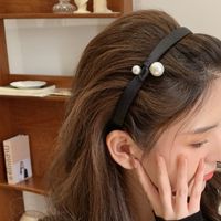 Fashion Solid Color Cloth Inlaid Pearls Hair Band 1 Piece main image 6
