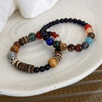 1 Piece Retro Round Multicolor Wooden Beads Agate Beaded Polishing Unisex Bracelets main image 5