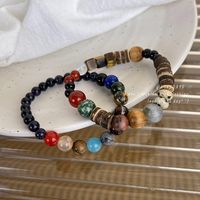 1 Piece Retro Round Multicolor Wooden Beads Agate Beaded Polishing Unisex Bracelets main image 1