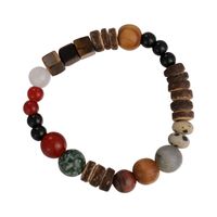 1 Piece Retro Round Multicolor Wooden Beads Agate Beaded Polishing Unisex Bracelets main image 4