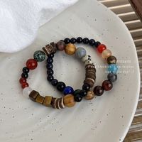 1 Piece Retro Round Multicolor Wooden Beads Agate Beaded Polishing Unisex Bracelets main image 3