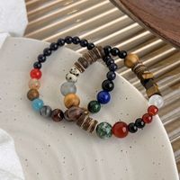 1 Piece Retro Round Multicolor Wooden Beads Agate Beaded Polishing Unisex Bracelets main image 2