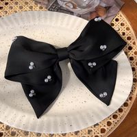 Sweet Bow Knot Artificial Pearl Cloth Hair Clip 1 Piece sku image 1