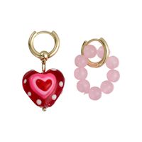 1 Pair Fashion Heart Shape Resin Asymmetrical Beaded Women's Drop Earrings main image 3