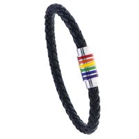 Commute Rainbow Pu Leather Braid Lgbt Pride Month Unisex Bracelets sku image 1