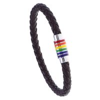 Commute Rainbow Pu Leather Braid Lgbt Pride Month Unisex Bracelets sku image 2