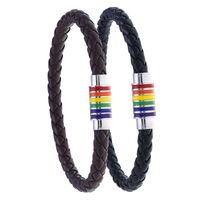 Commute Rainbow Pu Leather Braid Lgbt Pride Month Unisex Bracelets main image 5