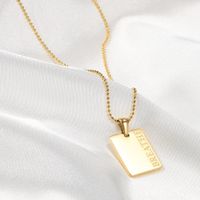 Fashion Letter Square Stainless Steel Plating Pendant Necklace main image 3