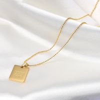 Fashion Letter Square Stainless Steel Plating Pendant Necklace main image 2