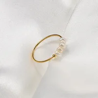 Simple Style Geometric Freshwater Pearl Titanium Steel Plating Rings sku image 2