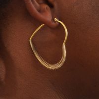 1 Paar Mode Herzform Überzug Rostfreier Stahl 18 Karat Vergoldet Ohrringe sku image 1