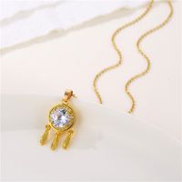 Stainless Steel Titanium Steel 18K Gold Plated Shiny Inlay Angel Peacock Butterfly Zircon Pendant Necklace main image 8