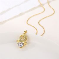 Stainless Steel Titanium Steel 18K Gold Plated Shiny Inlay Angel Peacock Butterfly Zircon Pendant Necklace main image 5