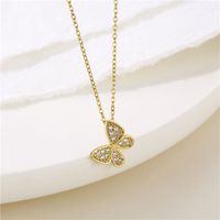 Stainless Steel Titanium Steel 18K Gold Plated Shiny Inlay Angel Peacock Butterfly Zircon Pendant Necklace main image 6