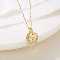 Stainless Steel Titanium Steel 18K Gold Plated Shiny Inlay Angel Peacock Butterfly Zircon Pendant Necklace main image 11