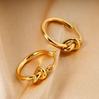 1 Pair Fashion Knot Titanium Steel Plating Earrings main image 2
