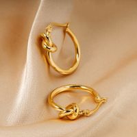 1 Pair Fashion Knot Titanium Steel Plating Earrings main image 5
