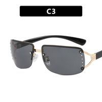 Fashion Solid Color Pc Square Inlaid Zircon Frameless Women's Sunglasses sku image 3