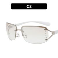 Fashion Solid Color Pc Square Inlaid Zircon Frameless Women's Sunglasses sku image 1