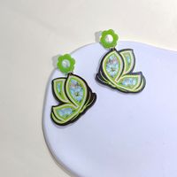 1 Pair Sweet Flower Butterfly Arylic Epoxy Women's Drop Earrings sku image 1