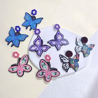 1 Pair Sweet Flower Butterfly Arylic Epoxy Women's Drop Earrings main image 1