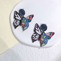 1 Pair Sweet Flower Butterfly Arylic Epoxy Women's Drop Earrings sku image 6