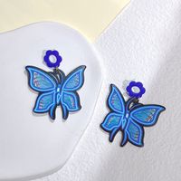1 Pair Sweet Flower Butterfly Arylic Epoxy Women's Drop Earrings sku image 5