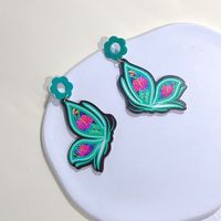 1 Pair Sweet Flower Butterfly Arylic Epoxy Women's Drop Earrings sku image 2