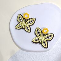 1 Pair Sweet Flower Butterfly Arylic Epoxy Women's Drop Earrings sku image 4