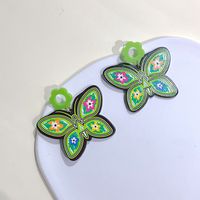 1 Pair Sweet Flower Butterfly Arylic Epoxy Women's Drop Earrings sku image 3