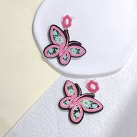 1 Pair Sweet Flower Butterfly Arylic Epoxy Women's Drop Earrings sku image 8