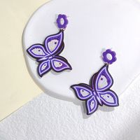 1 Pair Sweet Flower Butterfly Arylic Epoxy Women's Drop Earrings sku image 7