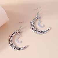 1 Pair Simple Style Moon Alloy Women's Drop Earrings sku image 1
