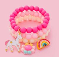 New Kids Cute Sunflower Rainbow Unicorn Beaded Bracelet main image 1