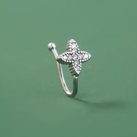 De Gros 1 Pièce Style Simple Trèfle À Quatre Feuilles Le Cuivre Plaqué Argent Zircon Piercing Au Nez main image 2