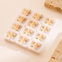 1 Set Retro Square Stainless Steel Plating Inlay Turquoise Resin Ear Studs main image 2