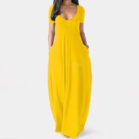 Women's Regular Dress Vacation Deep V V-opening Short Sleeve Solid Color Maxi Long Dress Beach main image 10