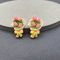 1 Pair Cute Cartoon Dinosaur Flower Resin Women's Ear Studs sku image 19