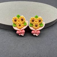 1 Pair Cute Cartoon Dinosaur Flower Resin Women's Ear Studs sku image 18