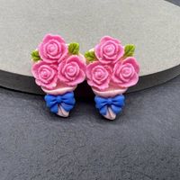 1 Pair Cute Cartoon Dinosaur Flower Resin Women's Ear Studs sku image 20