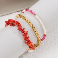 1 Piece Retro Circle Stainless Steel Natural Stone Pearl Plating Bracelets main image 6