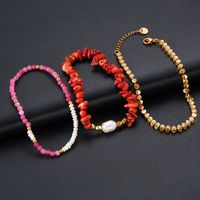 1 Piece Retro Circle Stainless Steel Natural Stone Pearl Plating Bracelets main image 4