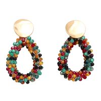 1 Pair Fashion Water Droplets Beaded Beads 18k Gold Plated Drop Earrings sku image 5