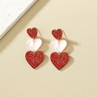 1 Pair Fashion Heart Shape Arylic Stoving Varnish Women's Drop Earrings sku image 1