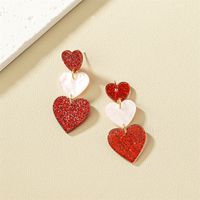 1 Pair Fashion Heart Shape Arylic Stoving Varnish Women's Drop Earrings main image 4