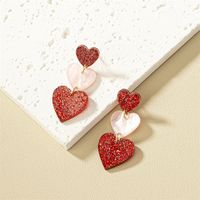 1 Pair Fashion Heart Shape Arylic Stoving Varnish Women's Drop Earrings main image 3